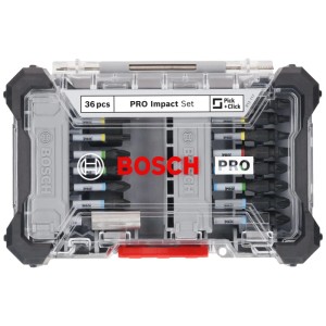 Set di inserti per avvitatura Bosch Professional Pro Impact da 36 pezzi in custodia trasparente.