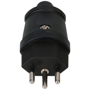 Fiche noire Max Hauri TH strong T12, 3 pôles, pour câbles jusqu'à 10 mm de diamètre.