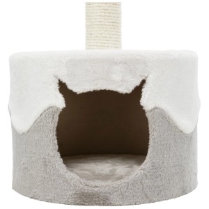 Arbre à chat Trixie Nuria, 71 cm, blanc/gris avec tronc en sisal et panier douillet.