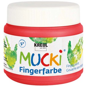 Kreul Mucki Fingerfarbe Rot, 150ml Dose für Kinder ab 2 Jahren.