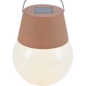 Lampada solare a LED marrone, Ø 10 cm, alta 12,5 cm, per esterni.