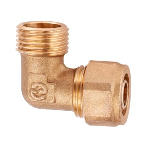 Coude Diaqua PEX 16 x 1/2''AG en laiton pour tubes multicouches.