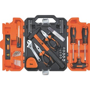 Set d'outils OBI Basic, 57 pièces dans une mallette : Marteau, pinces, tournevis, embouts et plus pour le bricolage.
