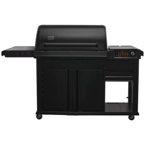 Barbecue à pellets Traeger Woodridge Elite noir avec contrôle digital et placard.