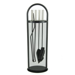 Set d'accessoires de cheminée Valo Copenhague noir, 4 pièces avec tisonnier, pince, pelle et balayette.
