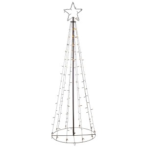 Lumière LED noire de 180 cm pour mât en forme de pyramide avec lumières blanc chaud et étoile.