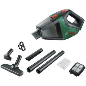 Aspirateur à main sans fil Bosch UniversalVac 18 avec accessoires et batterie.