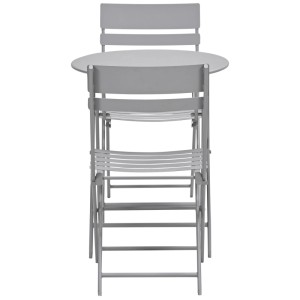 Set balcone Alfa 3 pezzi color tortora: tavolo pieghevole e due sedie pieghevoli in alluminio.