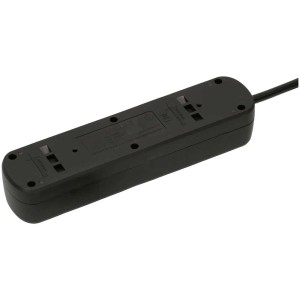 Multiprise noire Basic Line avec 5 prises de type 13 et trous de fixation.