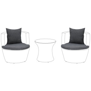 Beliani Ensemble de housses de coussins d'extérieur Capri gris, lot de 2 pour assise et dossier.
