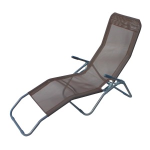 Lettino prendisole Siesta marrone cioccolato, struttura in metallo con rivestimento in tessuto, pieghevole.