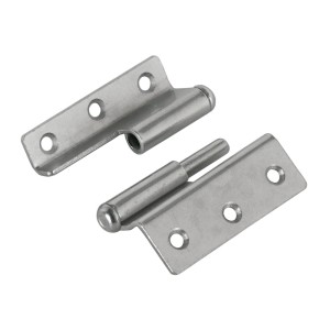 Paumelles déportées droite pour meubles, 50x40 mm, acier nickelé, 2 pièces, pour portes de meubles à recouvrement.