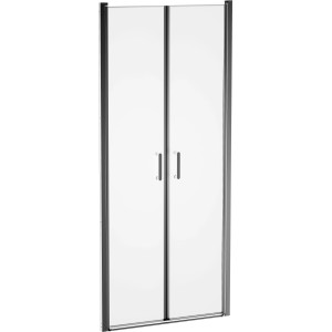 Box doccia a battente baliv DUK-90.61P, 90 cm, cromata, con due ante in vetro e maniglie.