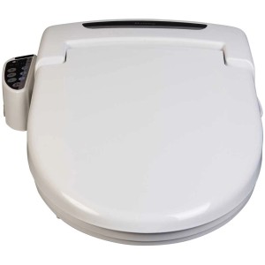 Abattant WC lavant Blooming NB-R770D blanc avec panneau de commande, fermé.