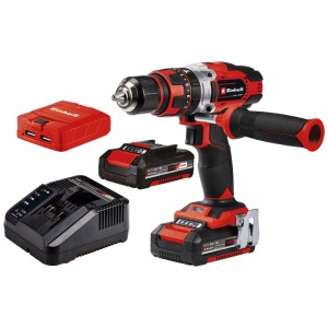 Einhell Trapano avvitatore a percussione a batteria TE-CD 18/48 Li-i USB set con batterie, caricabatterie e adattatore USB.