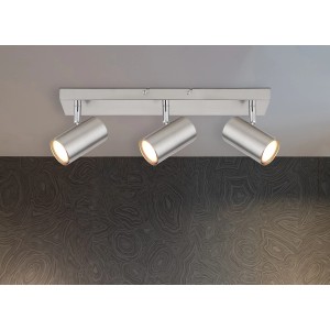 Globo faretto Robby, 3 luci, nichel opaco, spot moderno per lampadine GU10.