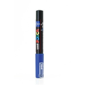 Uni Posca PC-1MC Marker mit feiner Spitze, blau. Stift für viele Oberflächen.