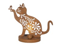 Star Trading Solarlicht Katze Metall Rostfarben 26 cm