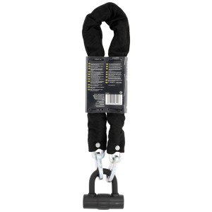 Master Lock Kettenschloss, 90 cm, schwarz, mit Mini-Bügelschloss. Robustes Vorhängeschloss für hohe Sicherheit.