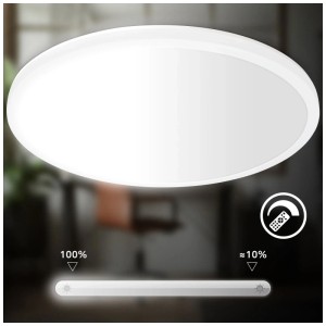Plafonnier LED Briloner Kada blanc et rond, dimmable avec télécommande.