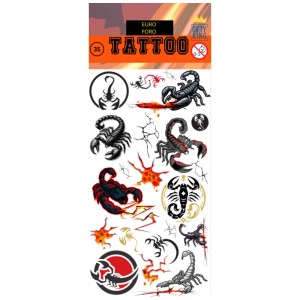 Tattoo-Sticker mit Skorpion-Motiven, 8,5 x 19,5 cm, verschiedene Designs.