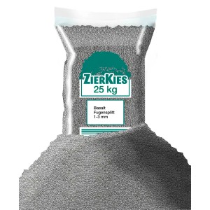 Sac de gravillons noirs pour joints, grain 1-3 mm, 25 kg, idéal pour terrasses et allées.