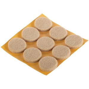 Set da 9 feltrini autoadesivi Big Duo per parquet, Ø 25mm, per mobili su pavimenti lisci.