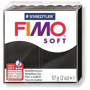 Fimo Soft Modelliermasse, Schwarz, 57g Packung. Ideal für Hobbykünstler.