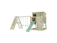 PolarPlay Spielturm Aksel Doppelschaukel Kletterturm Rutsche Mintgrün