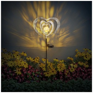 Silbergrauer Globo LED Solarspieß Herz, 82cm, für stimmungsvolle Gartenbeleuchtung.