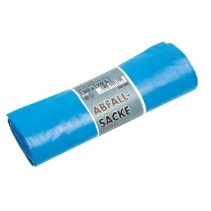 Sacs poubelle OBI bleus en rouleau, 70 l, 10 pièces, en LDPE.