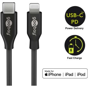 Cavo USB 2.0 nero: da Lightning a USB-C™, lunghezza 1 m per Apple iPhone e iPad.