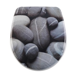 Diaqua Sedile WC Nice Stones con chiusura rallentata e motivo a pietre.