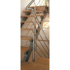 Garde-corps avec joints en acier inoxydable V2A pour barres rondes (5 pièces) pour montage d'escalier.