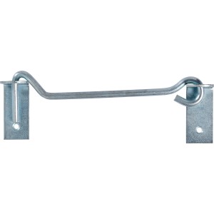 Loquet tempête zingué avec plaque, 8 mm x 200 mm, pour fixer portes et volets.
