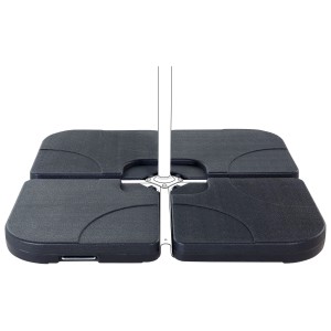 Base de parasol Beliani Caria noire, carrée, en plastique robuste, remplissable pour une stabilité assurée.