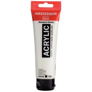 Tubo di colore acrilico Amsterdam Standard Series Bianco Titanio, 120ml.