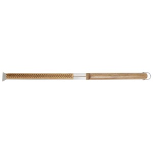 Brosse en acier Cozze, 63 cm, pour grilles de barbecue et fours à pizza avec manche en bois et grattoir.