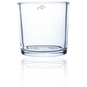 Vaso in vetro trasparente, altezza 14 cm, ideale come decorazione da tavolo o per regali fai-da-te.
