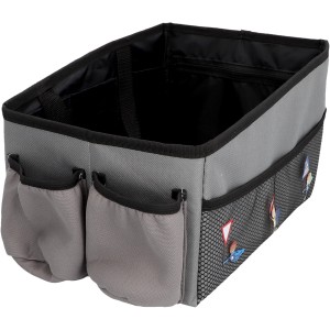 Cartrend Organizer per sedile posteriore Kids, grigio, con scomparti e portabevande.