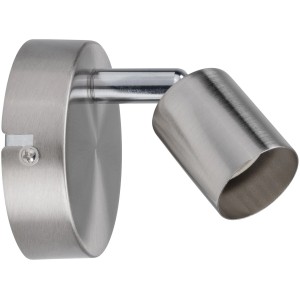 Faretto in metallo, nichel opaco, attacco GU10, 1 x 10 W, lampada da parete.