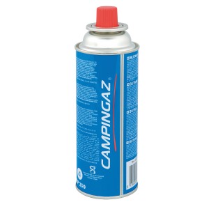 Cartouche à valve Campingaz CP 250 avec isobutane pour réchauds et grills de camping.