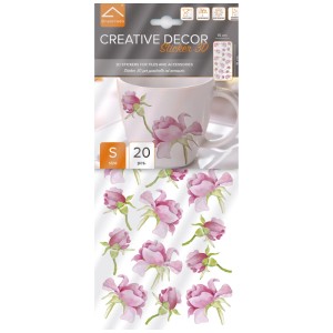 Stickers créatifs Crearreda roses, vert-rose, 20 pièces, pour mur et accessoires.