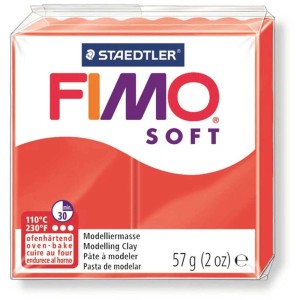 Pâte à modeler Fimo Soft rouge indien, paquet de 57g pour les artistes amateurs.
