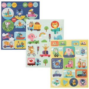 Mini livre d'autocollants Transport avec des motifs de véhicules pour enfants, 12 feuilles pour le bricolage et la décoration.