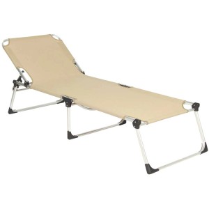 Lettino prendisole Acamp Riviera Beige XL, pieghevole con struttura in alluminio e rivestimento traspirante.