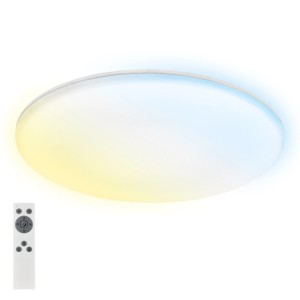 Plafonnier LED de salle de bain Briloner rond et dimmable avec télécommande, contrôle de la température de couleur et protection IP54.