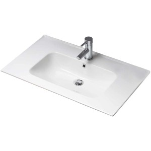 Vasque simple Pelipal Belgrad en céramique blanche avec robinet. Pour salle de bain.