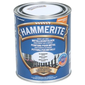 Dose Hammerite Metall-Schutzlack, Weiss glänzend, 750ml, Rostschutz und Grundierung.