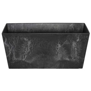 Bac à fleurs Ella en plastique noir, hauteur 17 cm, idéal comme jardinière pour l'intérieur et l'extérieur.